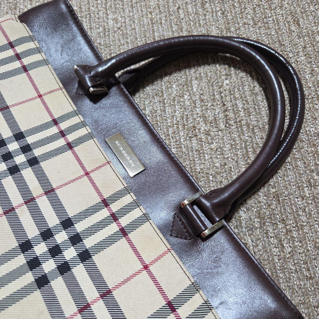 BURBERRY ノバチェック ハンド バッグ キャンバス レザー ベージュ