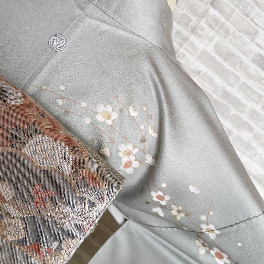 訪問着　フルセット　梅と松　金糸　刺繍　パールトーン加工　入学式　卒業式　I6