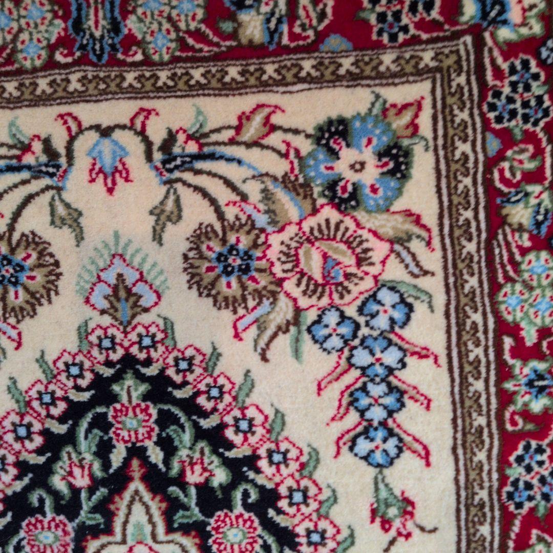 60x90cmペルシャ手織り・クム・マット(200)玄関・ラグ・絨毯・じゅうたん