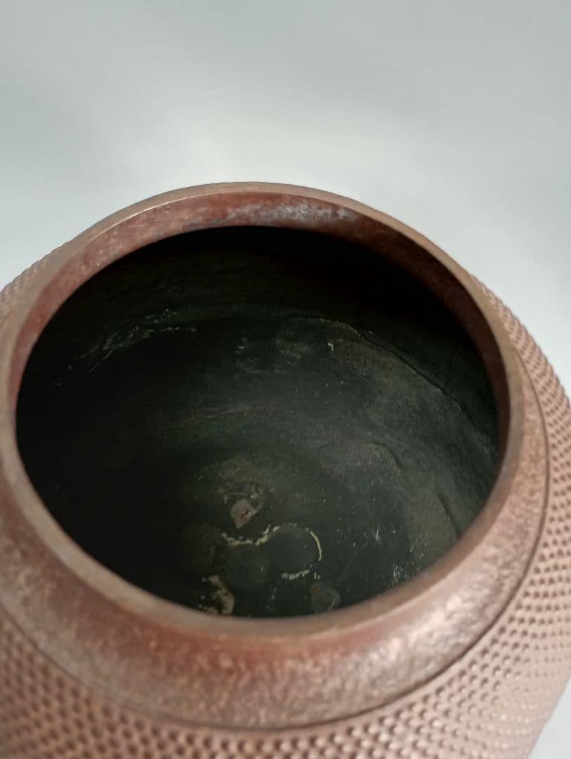 【茶道具】散霰地紋真形釜羽釜　伝統工芸士釜師佐藤浄清造　釜365