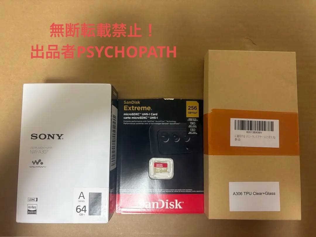 SONY NW-A307 64GB フィルム・SanDisk SD256GB付