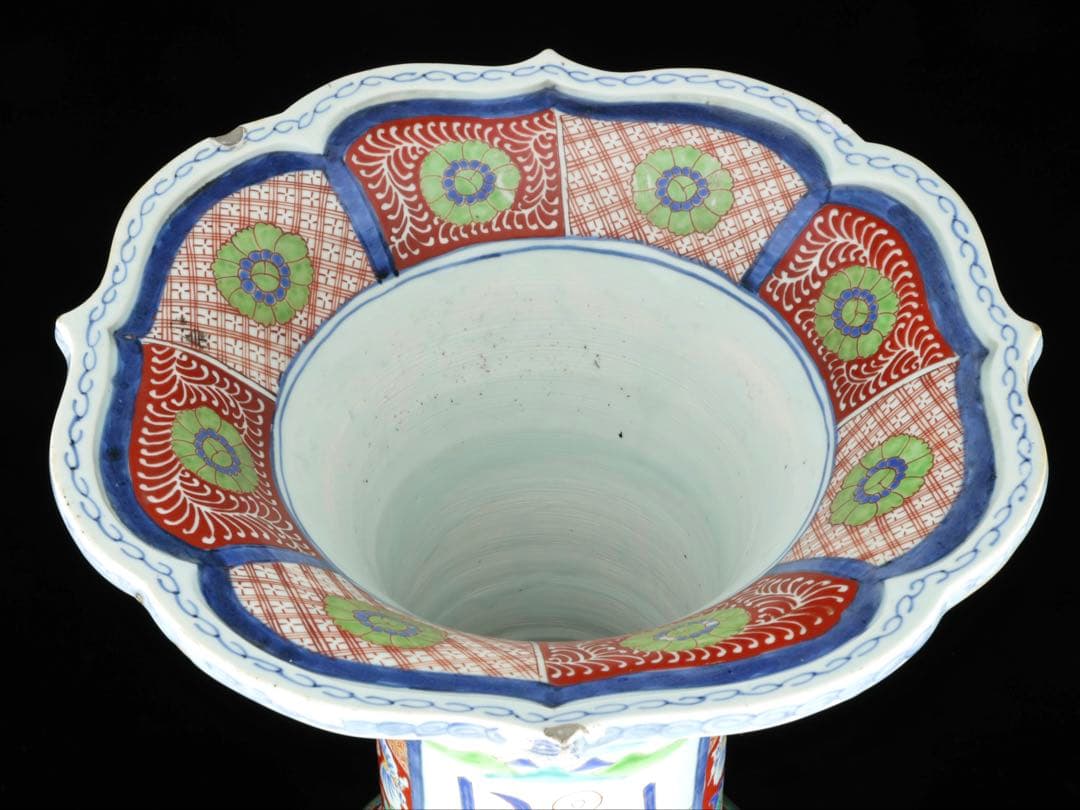 古伊万里【蔵春亭西畝】色絵金彩武士紋広口花瓶 飾壺 高さ68cm 古美術 骨董品