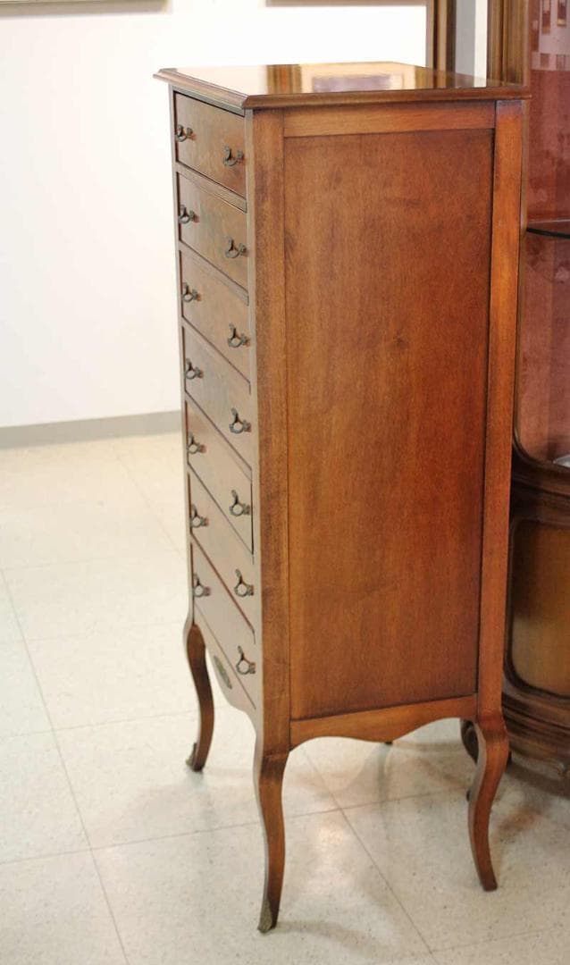 イタリア チェスト 7段 ネコ脚 象嵌 クラシック アンティーク 1944-7