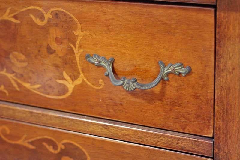 イタリア チェスト 7段 ネコ脚 象嵌 クラシック アンティーク 1944-7
