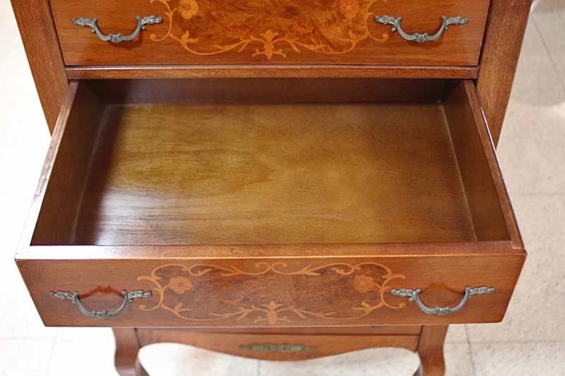 イタリア チェスト 7段 ネコ脚 象嵌 クラシック アンティーク 1944-7