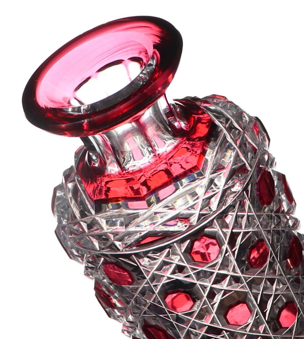 オールド・バカラ 珍品 赤紫被せ装飾 切子 香水瓶 ワインレッド ディアマン