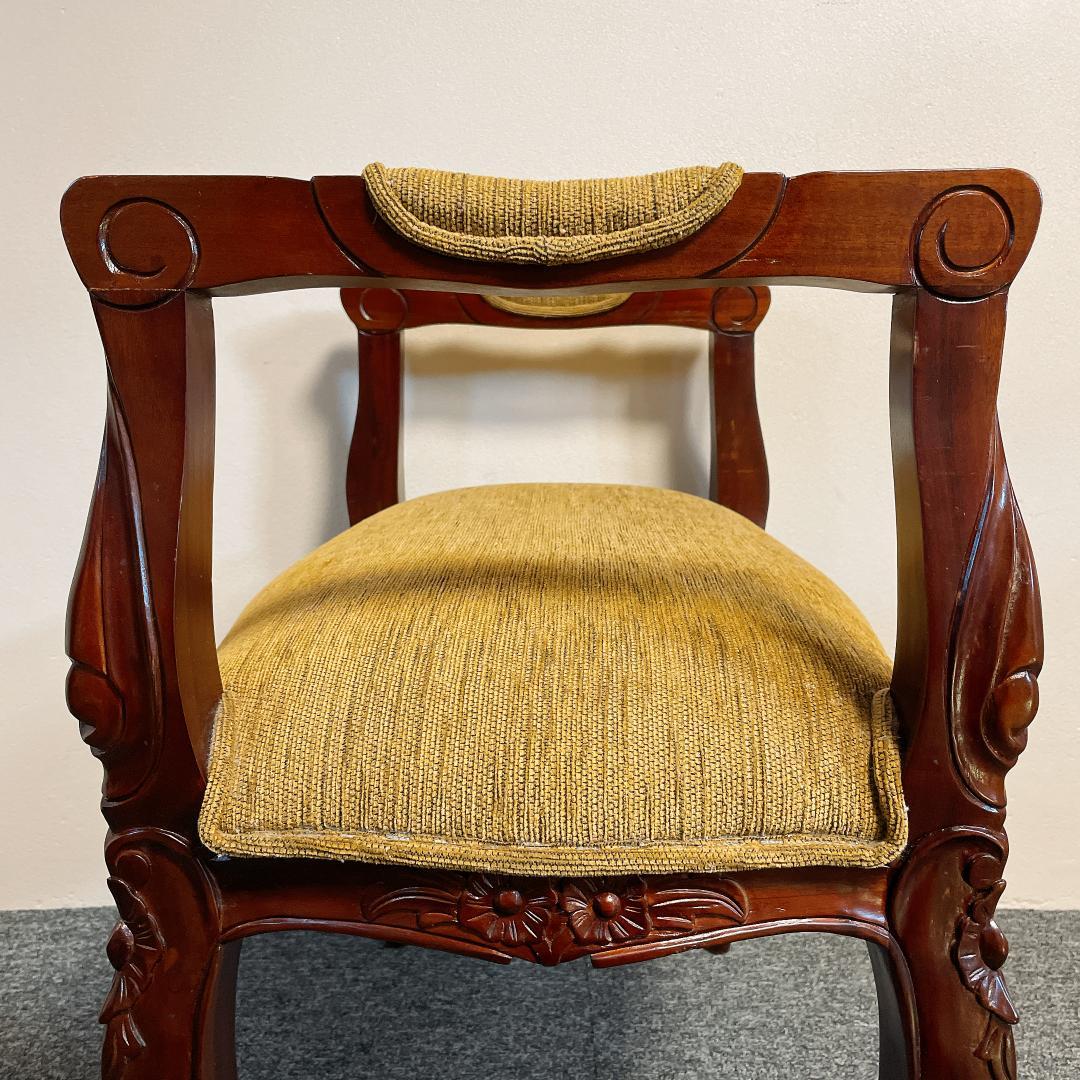 アンティーク調 彫刻 猫脚 ベンチ スツール クッション 椅子 ロココ調 豪華