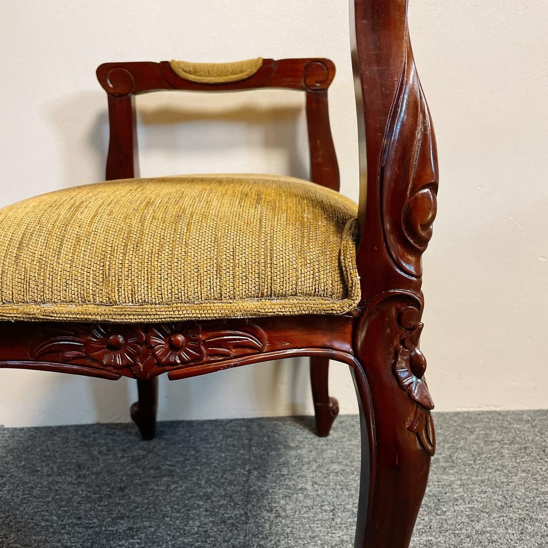 アンティーク調 彫刻 猫脚 ベンチ スツール クッション 椅子 ロココ調 豪華