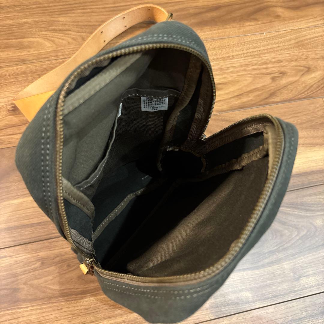 【極美品】キソラ kissora 帆布キャンパス×レザー ボディーバッグ