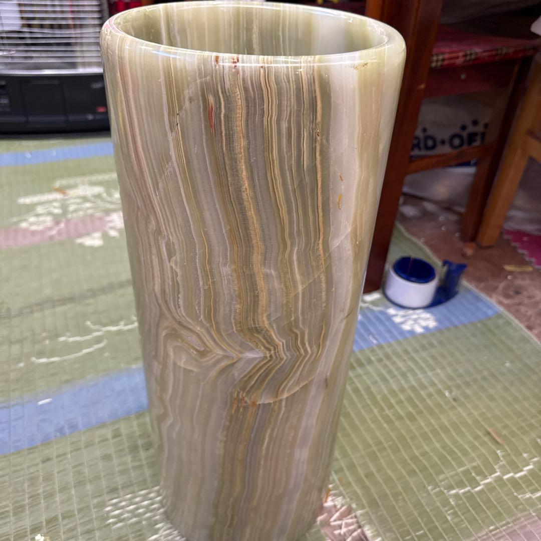 ￼上質、大理石、本物　円筒形　花瓶　傘立て　フラワースタンドマーブル50x20