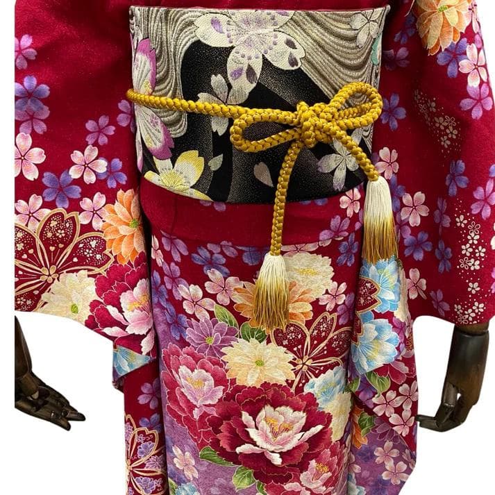 ≪早い者勝ち≫【美品】 振袖セット 成人式 正絹 古典柄 総柄 赤 *161 ●