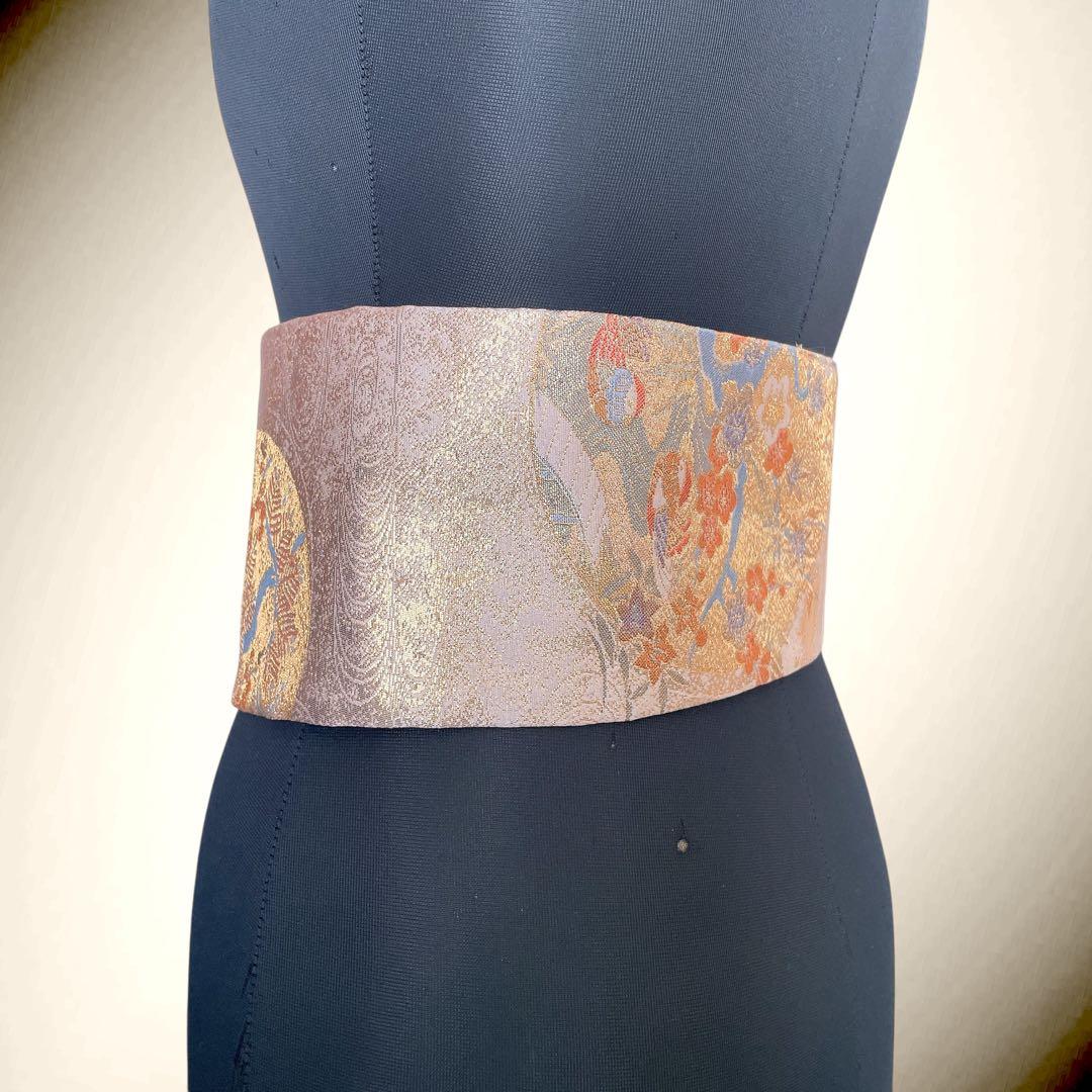 金糸刺繍帯 サッシュベルトW61〜108cm 着物リメイク 80102