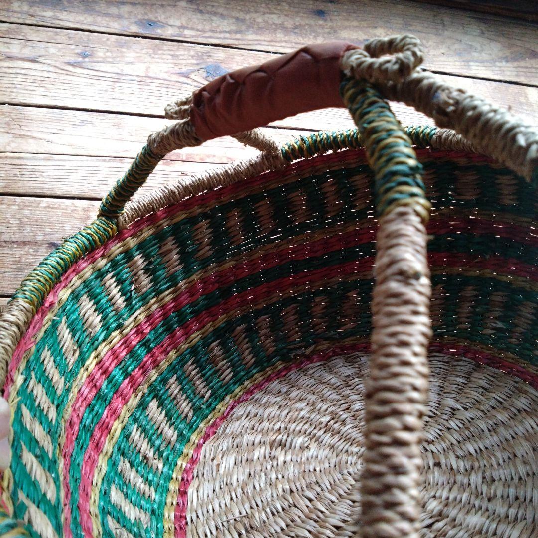 大きなバスケット　アフリカン雑貨　アフリカンバスケット　編みかご