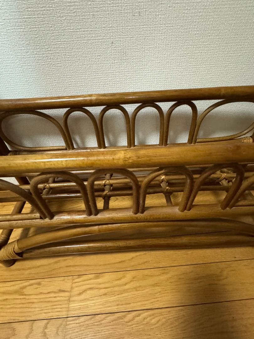 ヴィンテージ　ラタン　籐　ラック　フラワースタンド マガジンラック 昭和レトロ