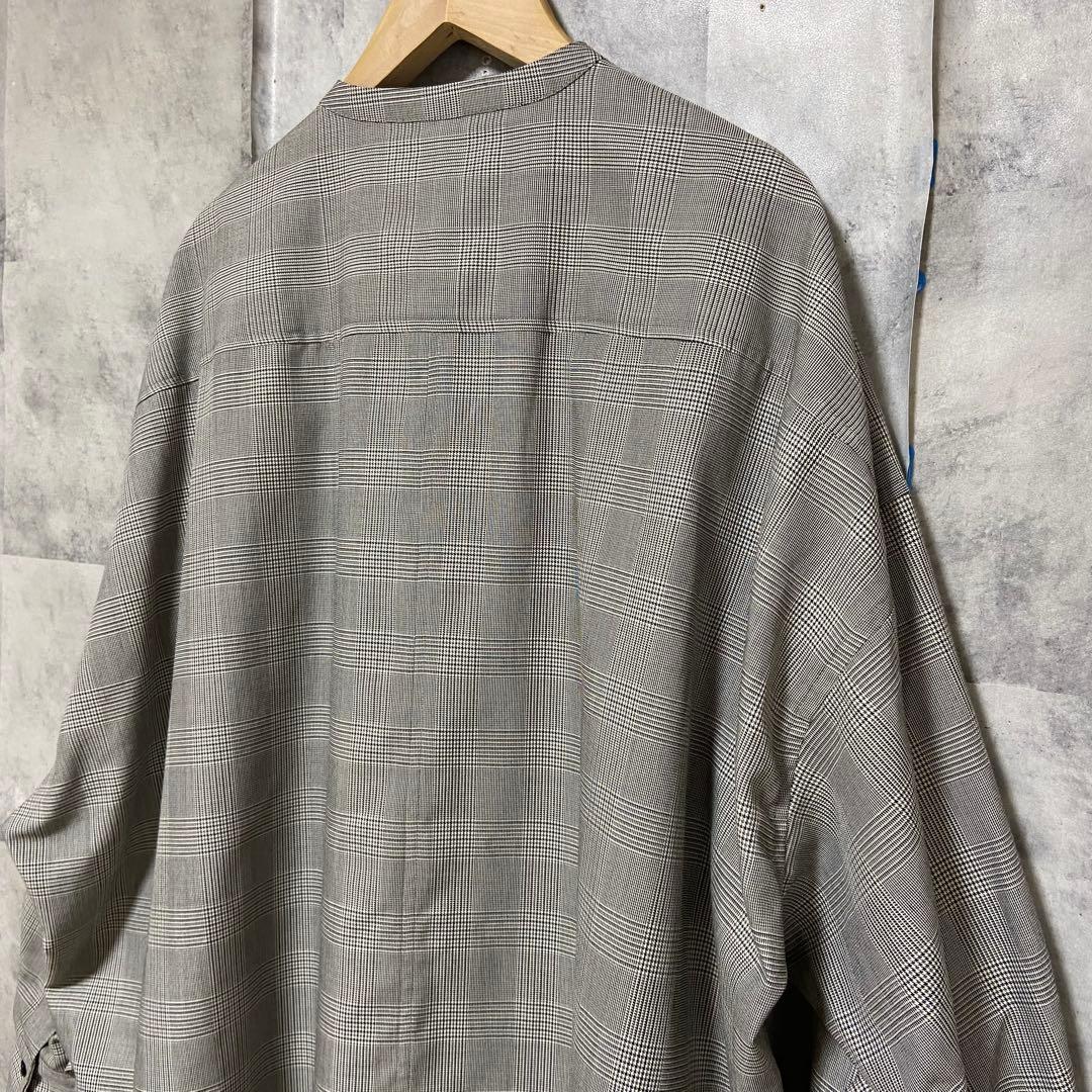 【OHGA】オーバーサイズリボンボウタイブラウス チェック柄 FREE グレー