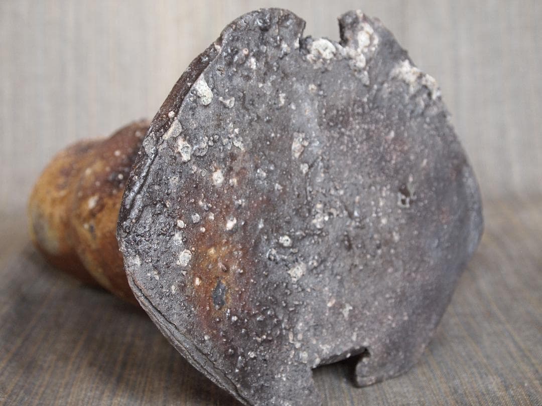 入手困難★ジェフ・シャピロ【師：伊勢崎淳】焼き締め【窯変】花入★共箱