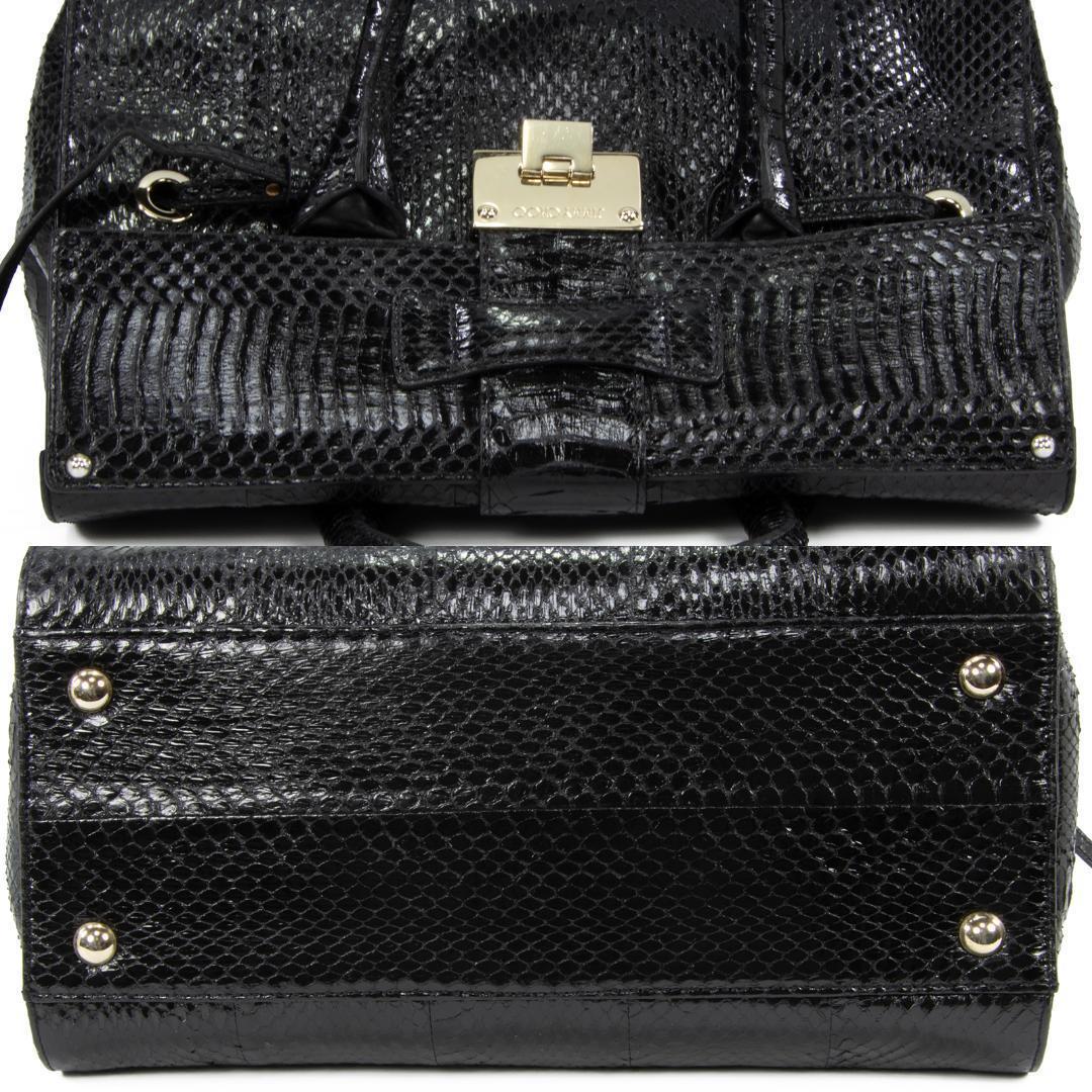 本物 ジミーチュウ 2WAYバッグ レディース パイソン ロザリー 黒 斜め掛け