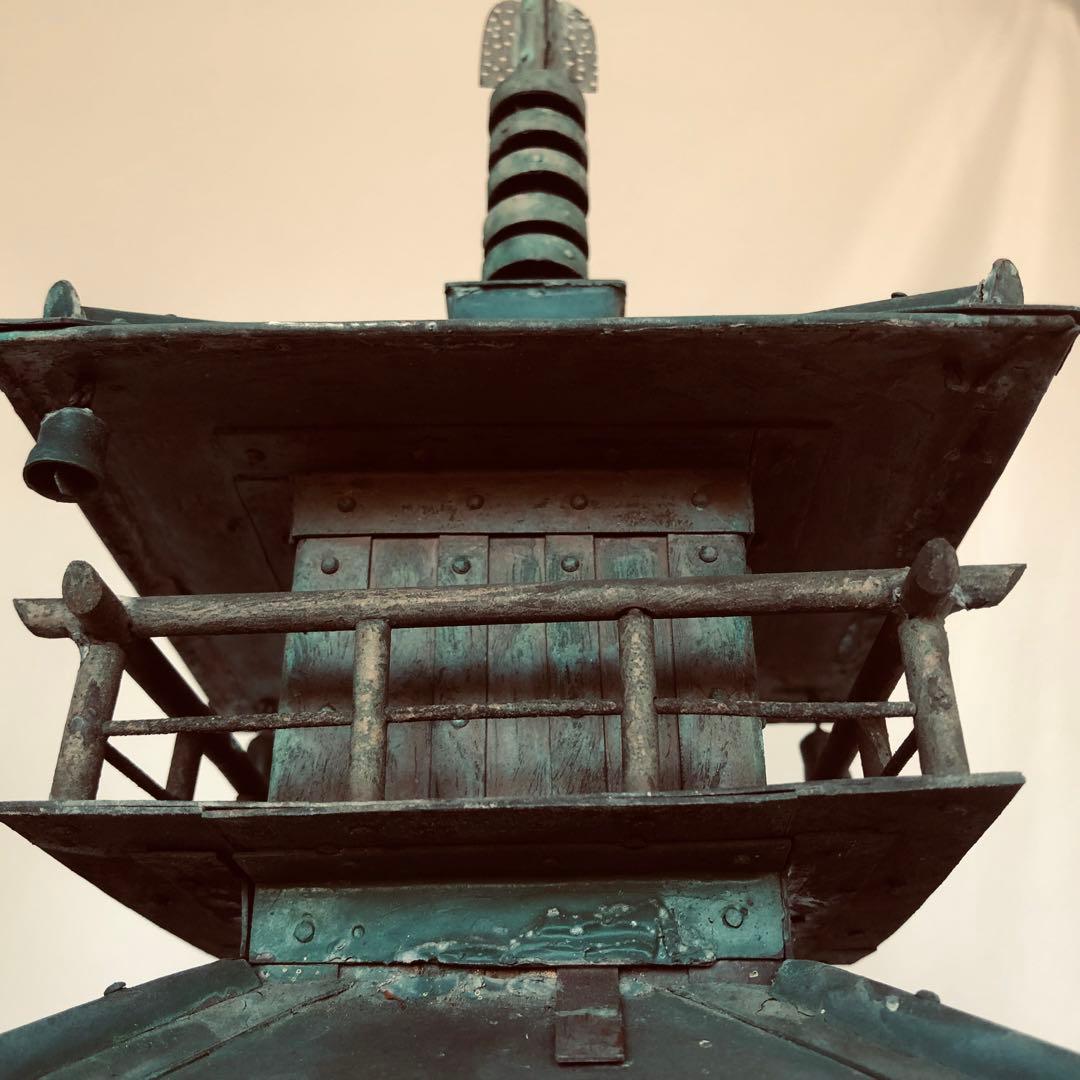 錆あり 昭和レトロ 三重の塔 置物 銅製 ヴィンテージ アンティーク