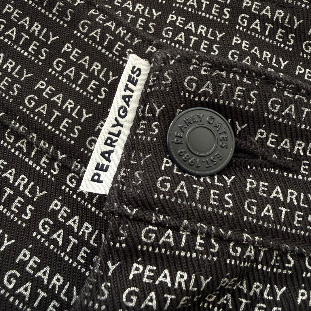 美品　パーリーゲイツ　パンツ　総柄　黒　白　M〜L相当　コットン素材　4 ゴルフ