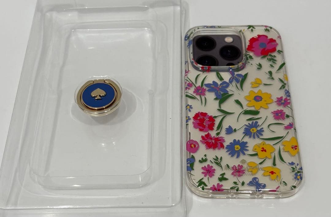 ☆美品☆ KATE SPADE iPhone14Proケース スマホリング付属