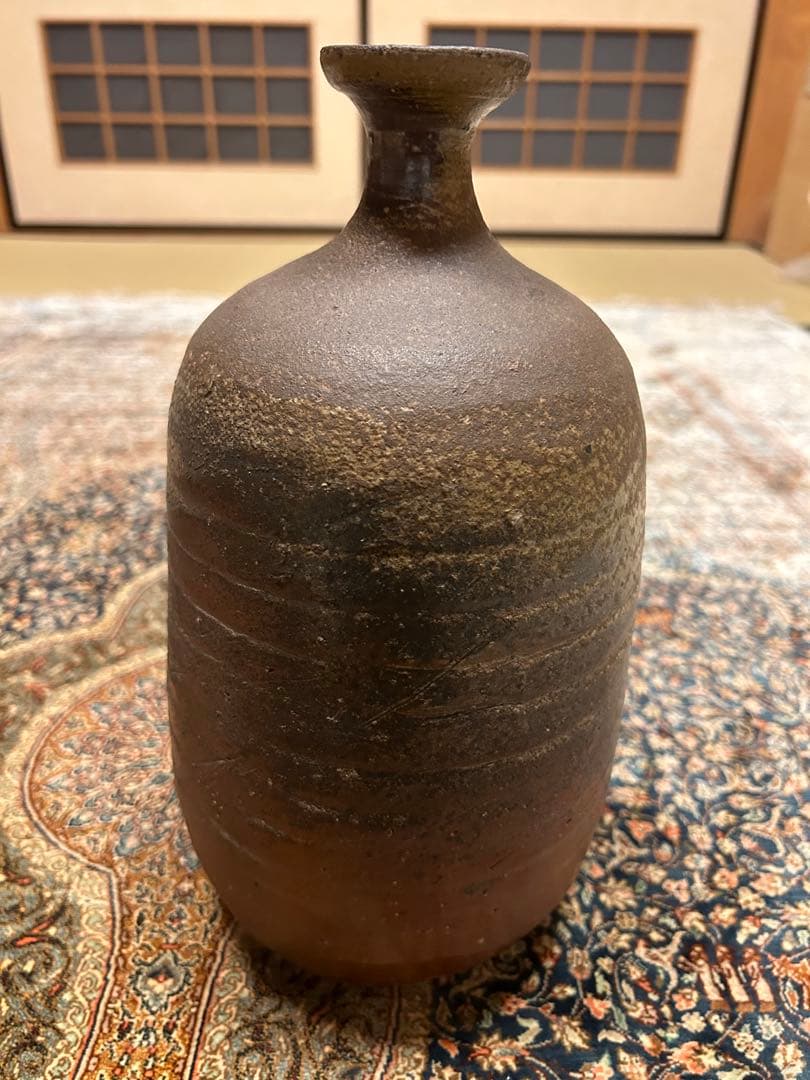 人間国宝　伊勢崎淳　備前　徳利花生