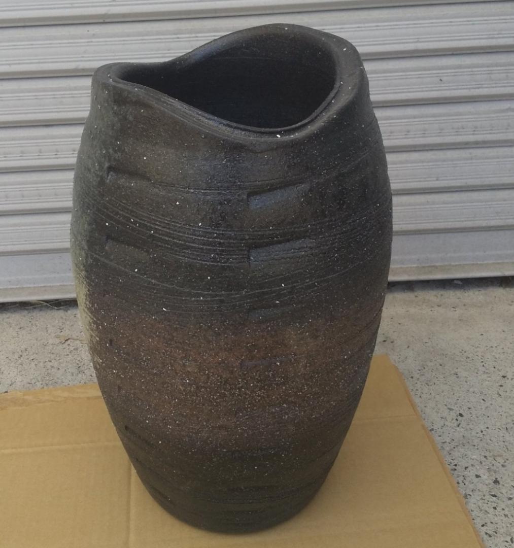 【信楽焼 傘立】窯変たわみ傘立