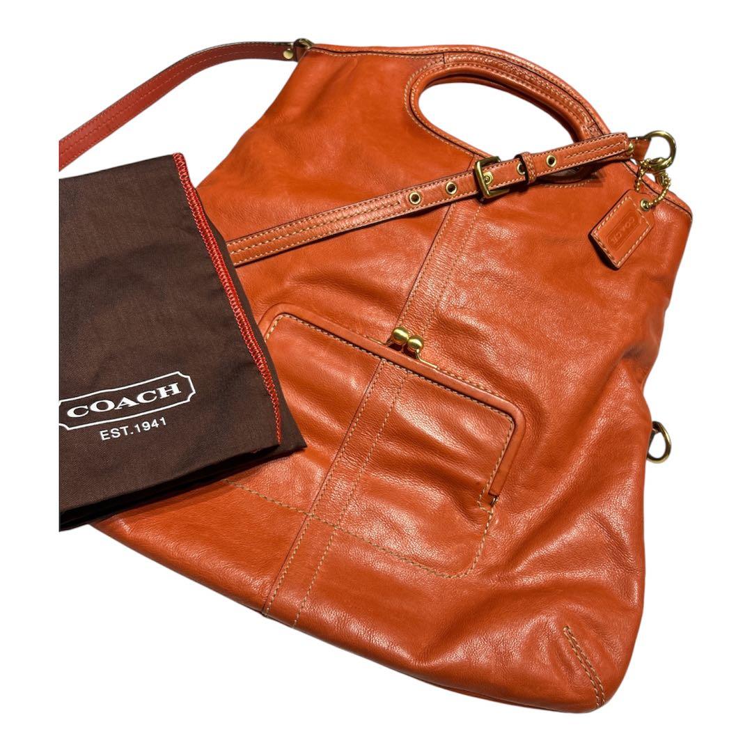 【希少】COACH がま口 2WAYバッグ グラブタンレザー オールドコーチ