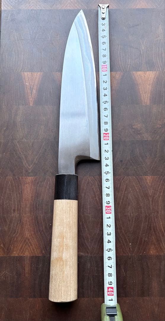 堺打刃物　霞　大　出刃　240mm 包丁　白鋼　和包丁　水牛朴柄　本職