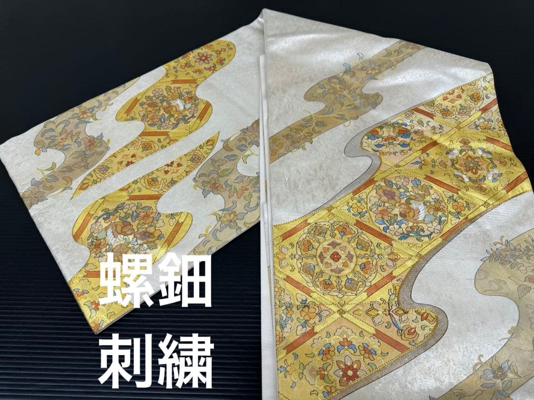 222)着物　袋帯　5点セット　太鼓柄　正絹　全て着用可能品