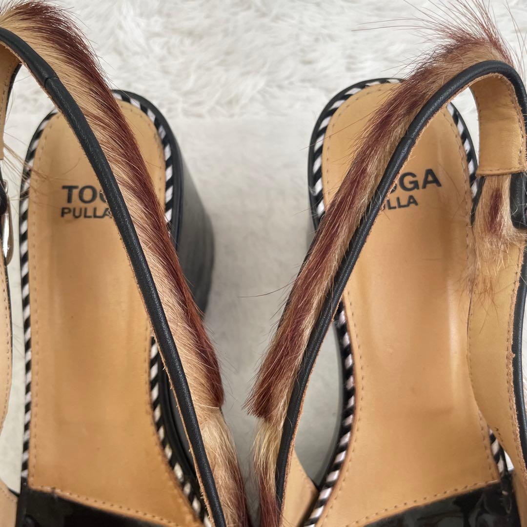 TOGA PULLA ヘアカーフサンダル　チャンキーヒール　ブラウン　38
