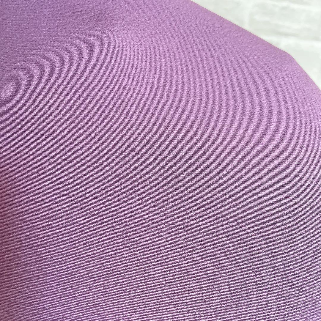 色無地　フルセット　紫　丸に剣片喰　シンプル　礼装　カジュアル　着物　I2