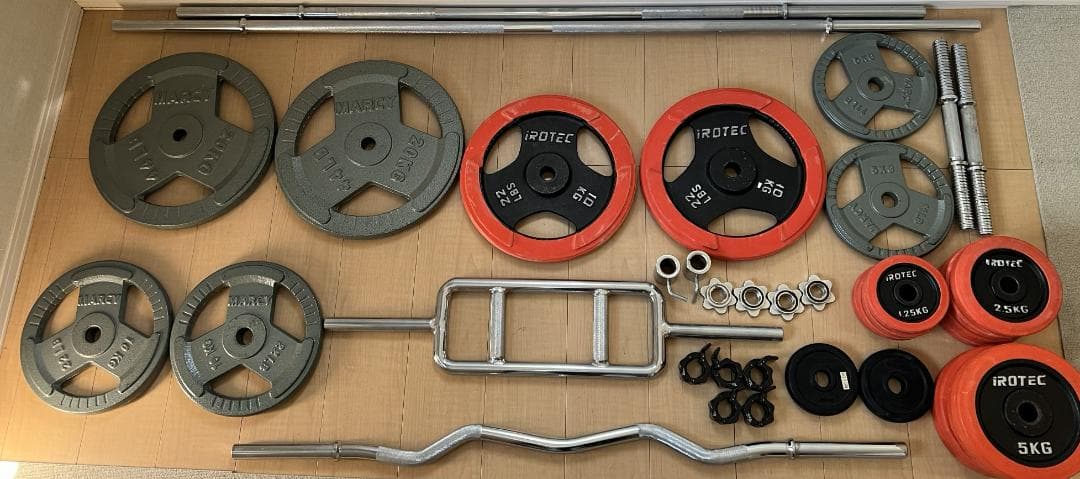 【これだけでホームジム完成】総重量166kg ＋ インクラインベンチ（引取限定）
