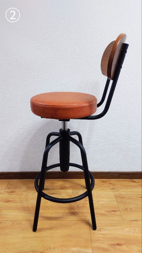 週末セール！限定カラー昇降式カウンターチェアタムチェア2脚セットキャメルブラウン