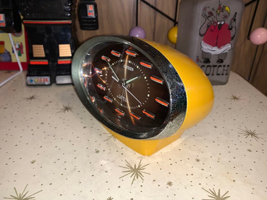 昭和レトロ　動作品　シチズン CITIZEN ゼンマイ式　置時計　スペースエイジ