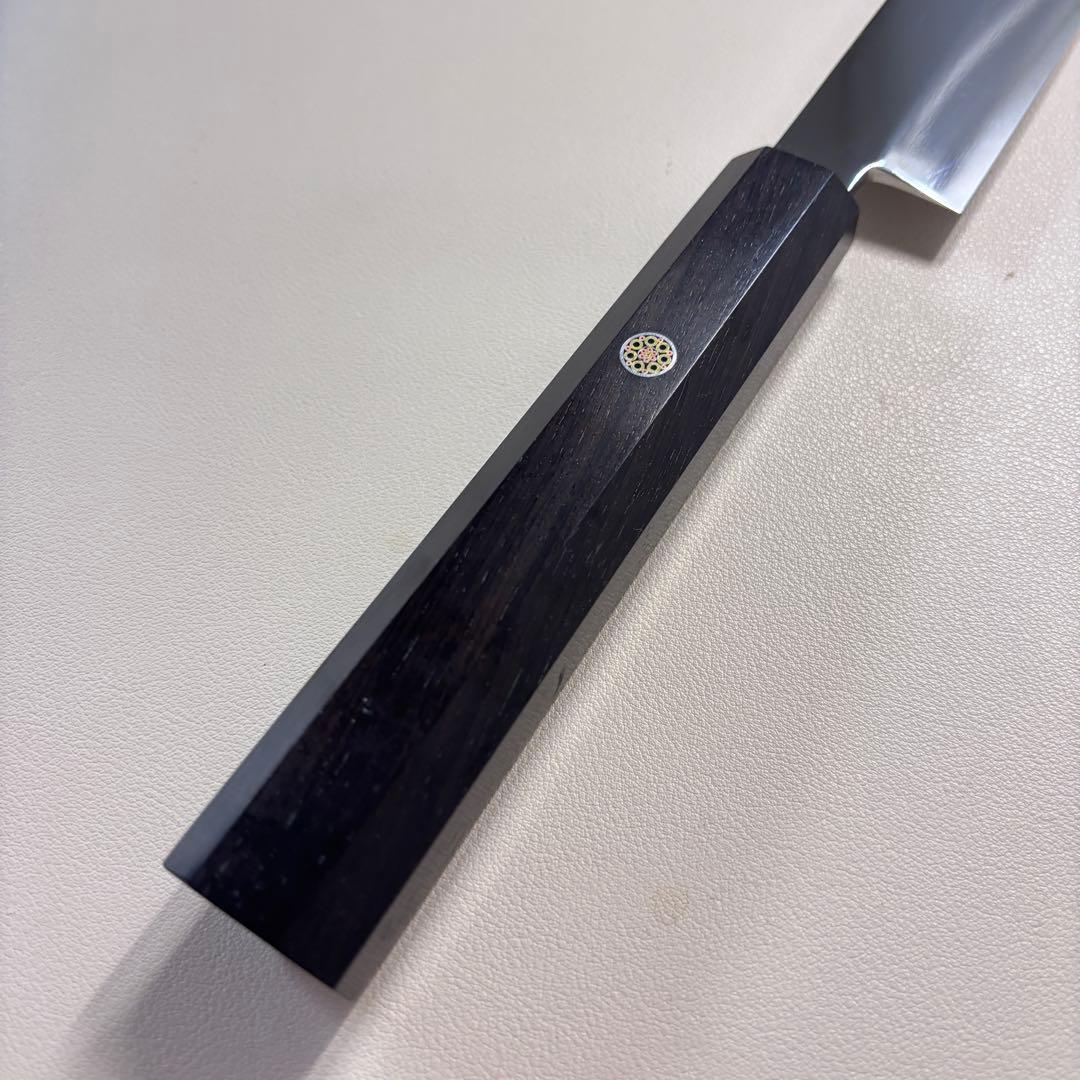 270mm 切付柳刃包丁 鏡面　黒檀八角柄 刺身包丁 「全鋼」'_