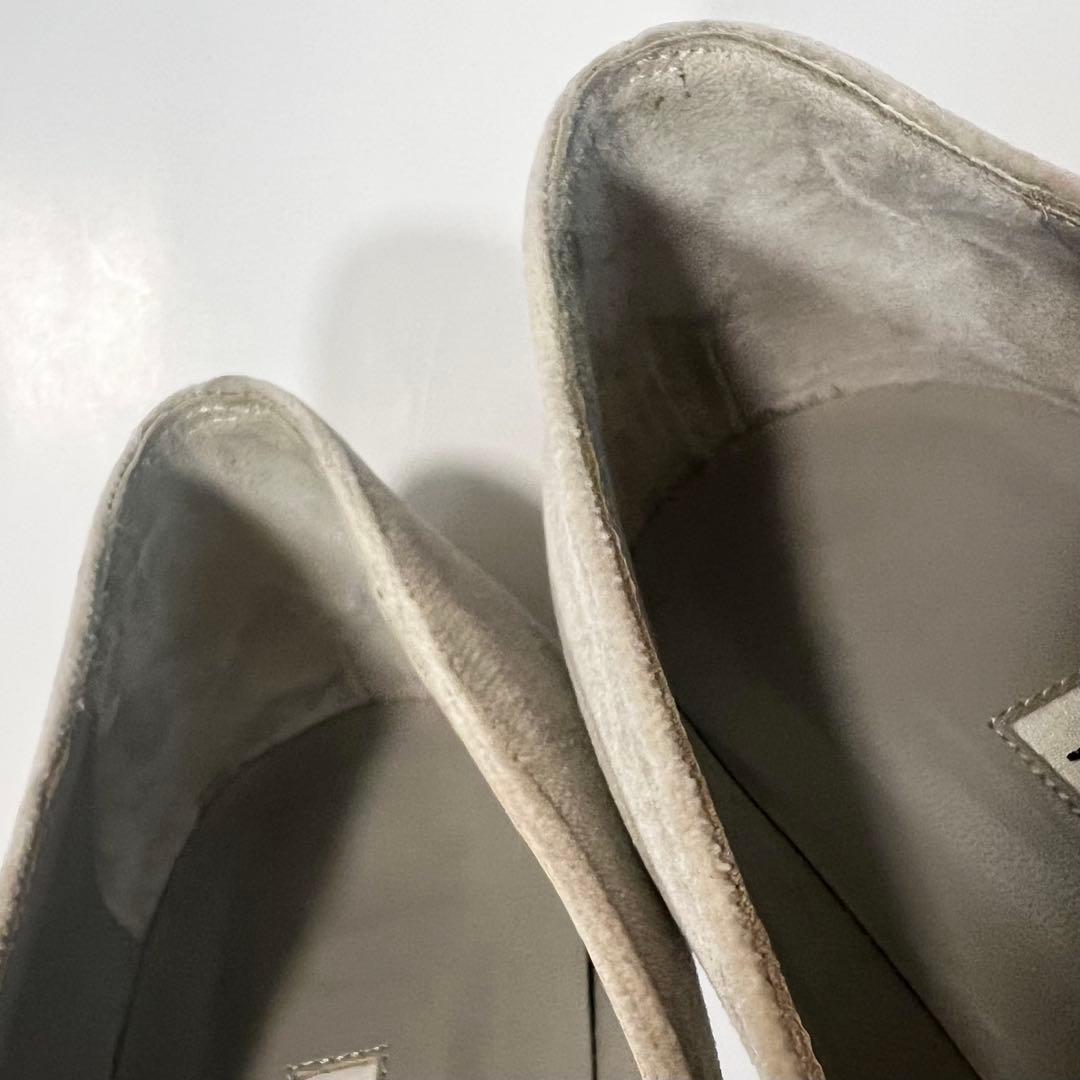 【美品】MANOLO BLAHNIK ハンギシ 35 グレー フラットシューズ