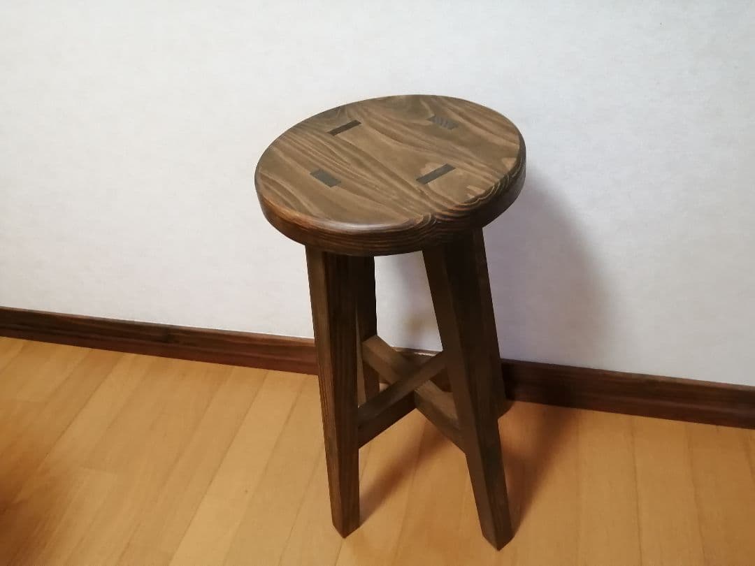 木製スツール　３脚セット　高さ52cm　丸椅子　stool
