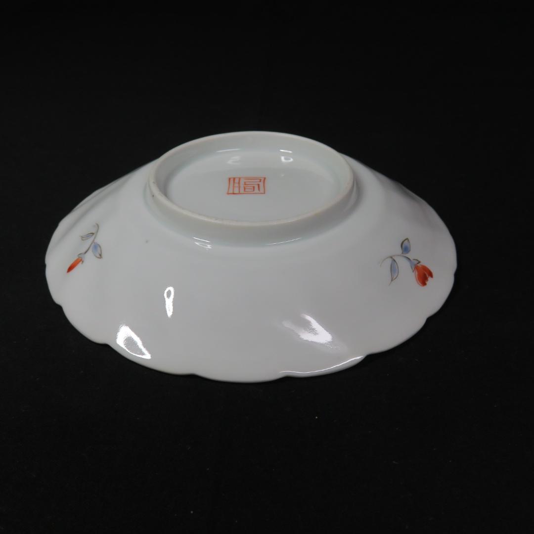 鳳凰 皿 5枚 窯傷 色絵付 銘 古伊万里 明治