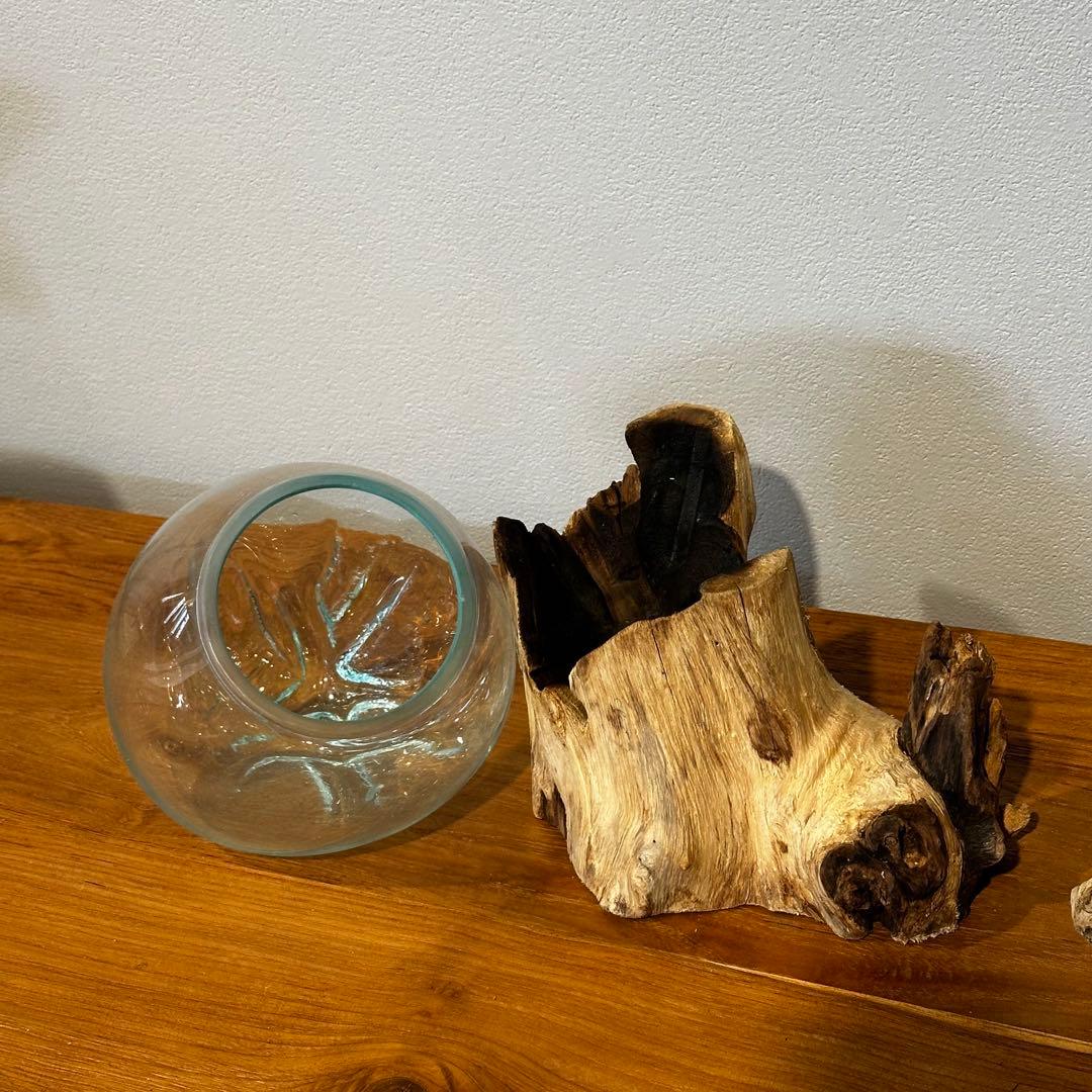 バリ島流木ガラス　w22×d16×h23cm 水槽　アクアリウムメダカ水槽811