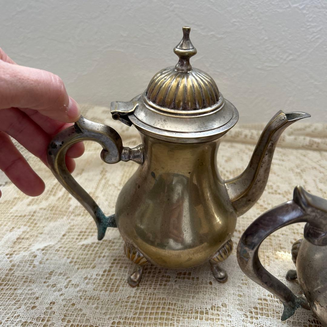 アンティーク・ヴィンテージ・4点・銀製ベルギー・コーヒー紅茶シュガー