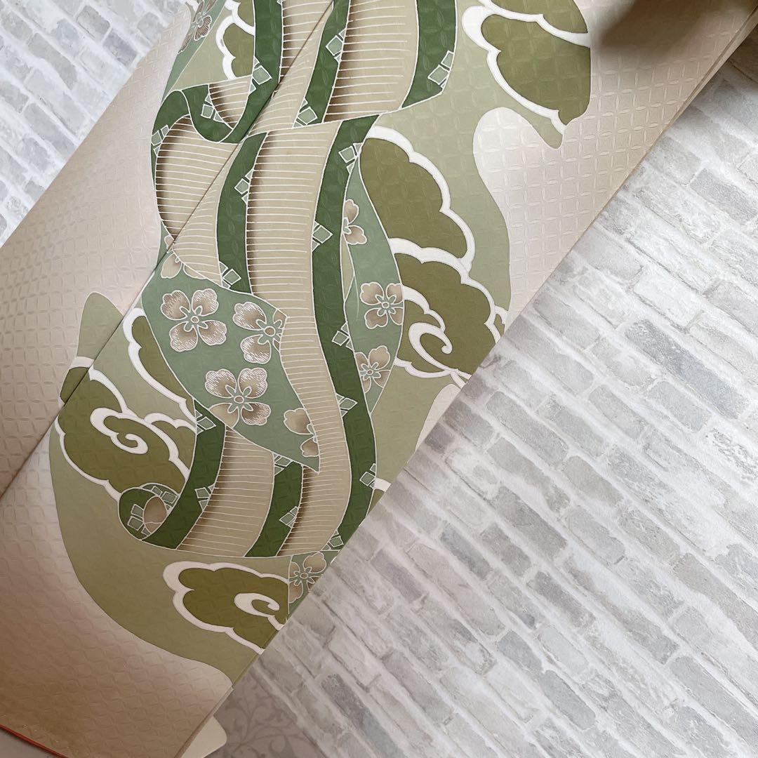 訪問着　フルセット　熨斗　そよ風　手刺繍　地紋　七宝　着物　I8