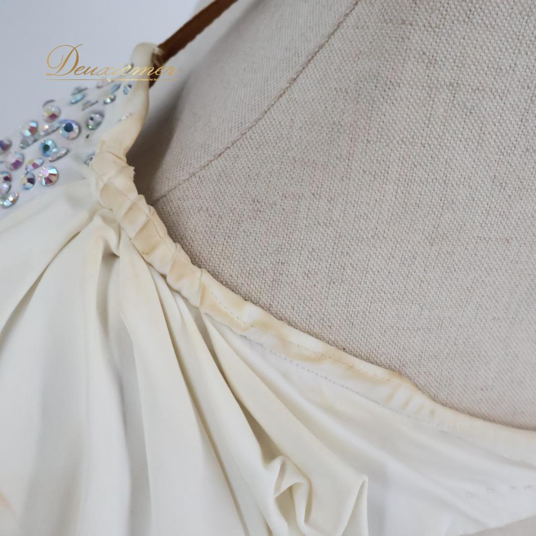 【社交ダンス衣装】ホワイト ラテン ドレス ワンピース 白 無地 上品 綺麗