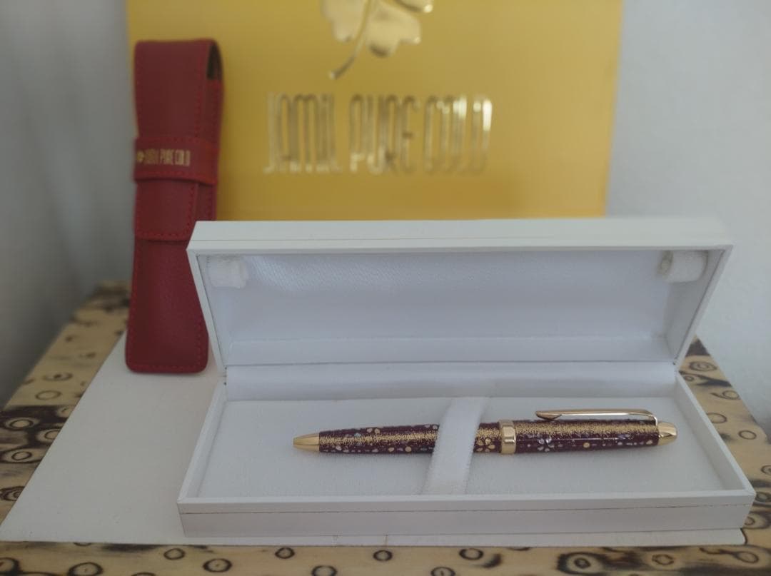  GOLD PEN 螺鈿　本革ケース付き