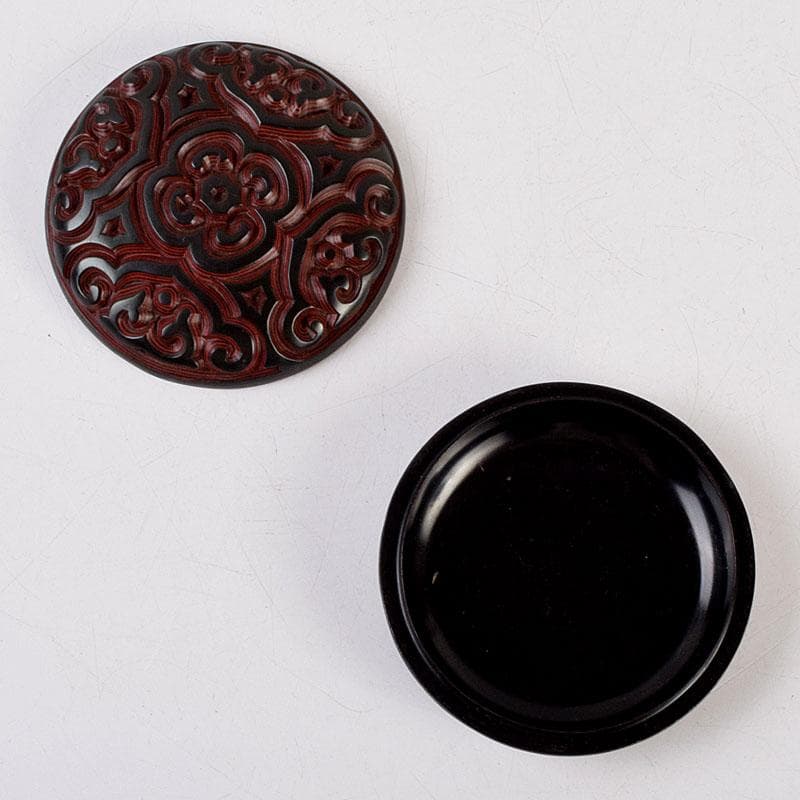 中国　堆黒　倶利香合　時代箱　V　8817