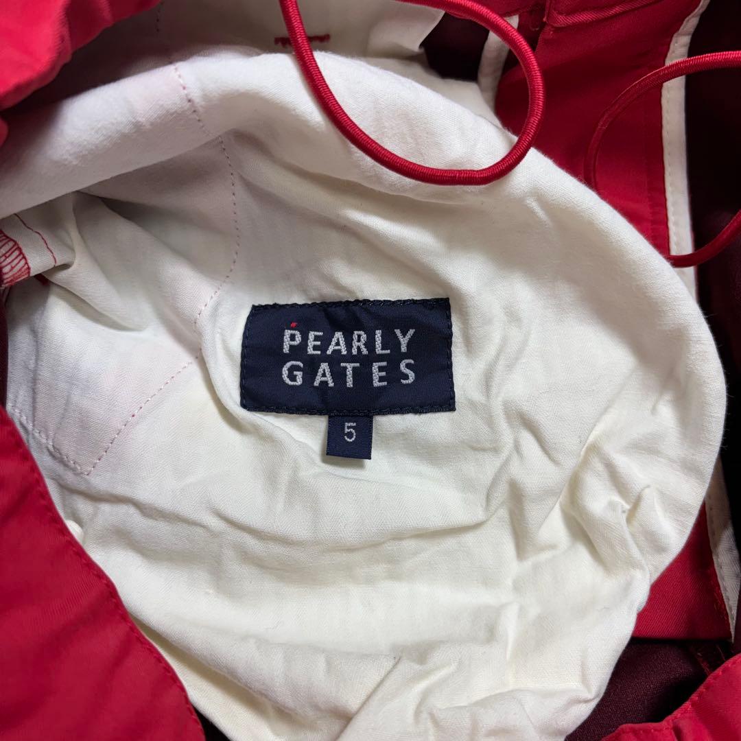 PEARLY GATES ロゴ刺繍 ゴルフパンツ 赤 5 裾ドローコード