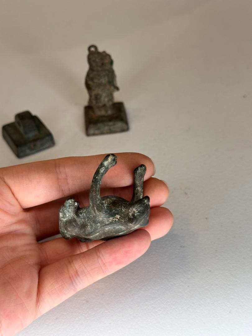 中国 青銅 印章 置物 3点セット 古美術