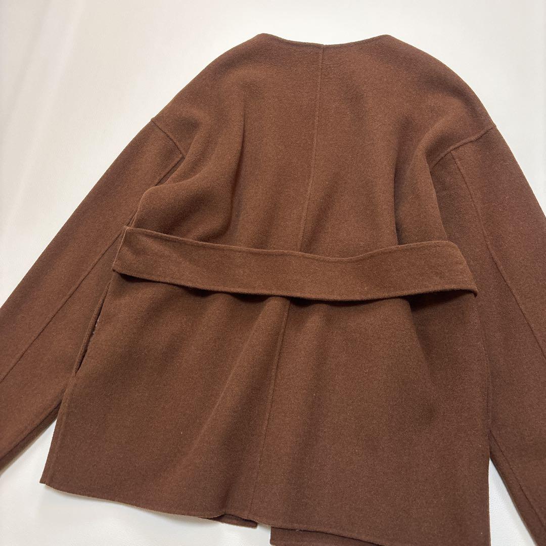 極美品✨N.O.R.C ノーク リバーコート ノーカラー ベルト付 ブラウン M
