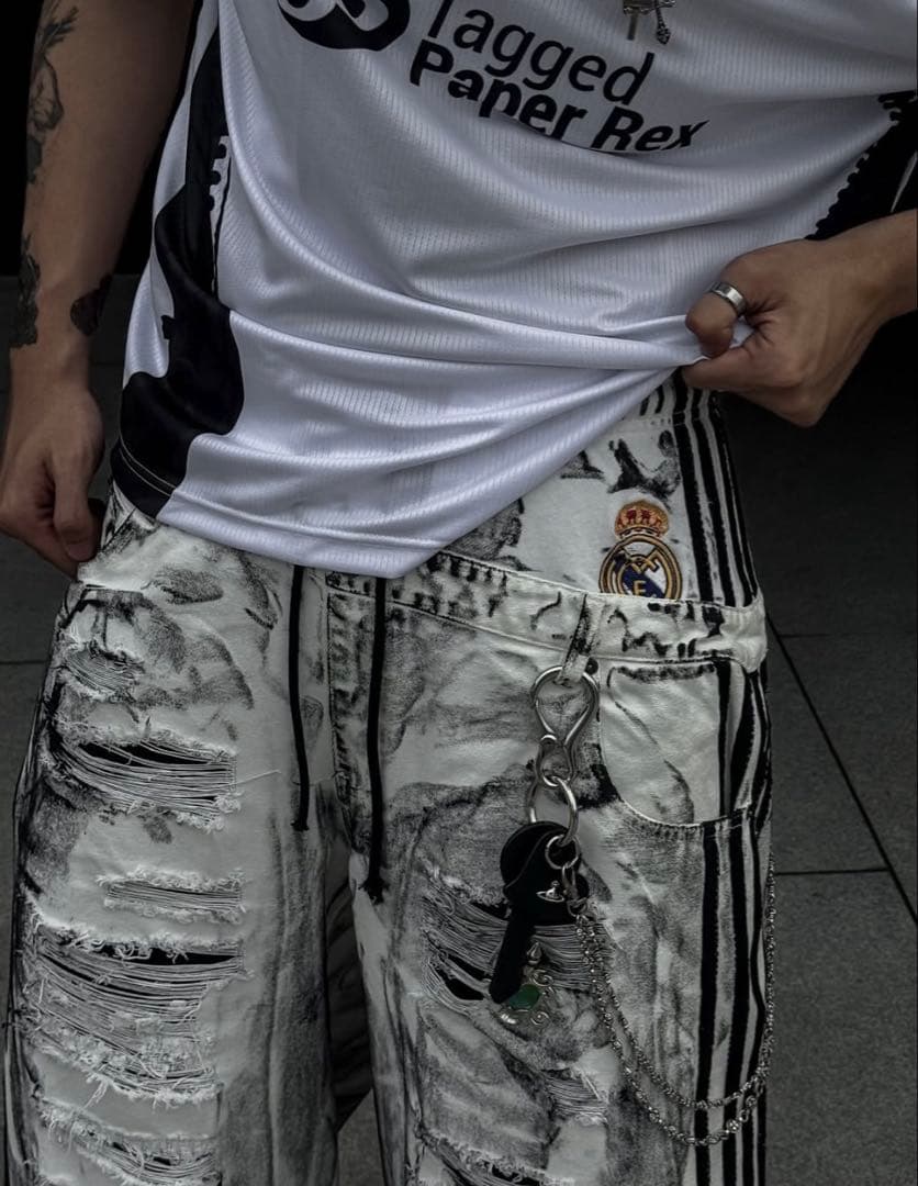 RYE CHASIN ダメージ加工 バギーパンツ ワイド 白 y2k opium