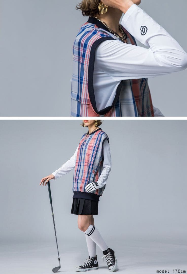 antiqua golf STCH チェック ベスト★ユニセックス★