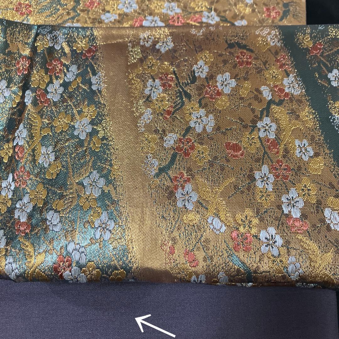 袋帯　ワンタッチ作り帯　マジックテープ　二重太鼓　付け帯　金蘭　花鳥紋